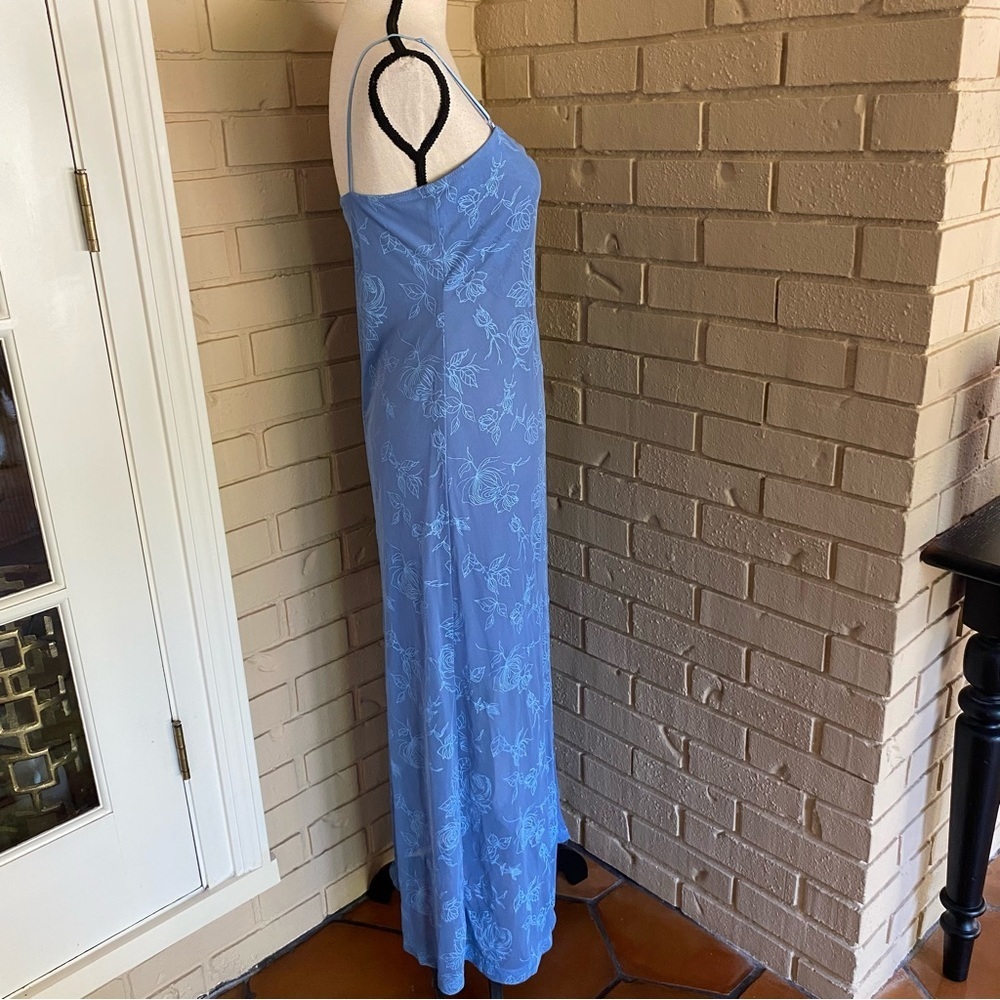 Vintage 00s y2k fairycore fairy Blue asymmetrical Going Out Maxi Dress Floral L - Picture 4 of 10